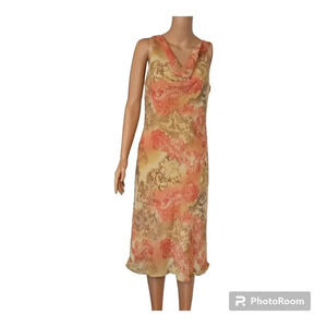 F.L.P. Faith, Love & Passion Women's Summer Dress Size 12 Peach Pink Floral